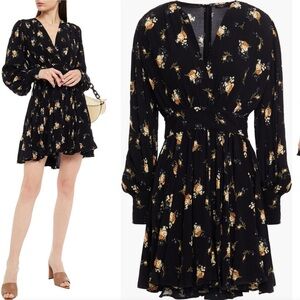 Maje Wrap-effect Boavk floral-print crepe mini dress (Size FR 38)